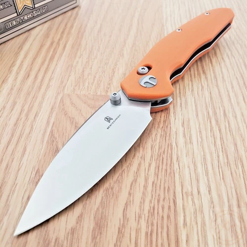 Bestech Knives Ronan Folding Knife 3.25" 14C28N Steel Blade Orange G10 Handle