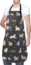 Sweetshow Cute Dog Apron with 2 Pockets and Adjustable Neck Waterproof Kitchen C