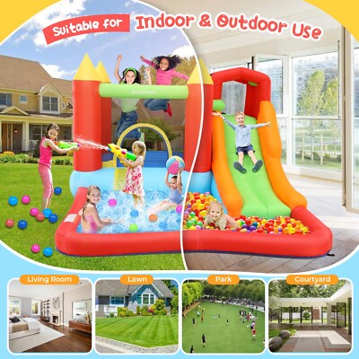 Kids Summer Bounce House Water Slide Park with Climbing Wall & Bouncing Area~ 