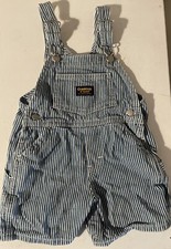 Vtg OshKosh B'gosh Vestbak Shortalls Overalls 18 M Toddler Blue Striped USA