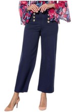TWRHLL by Christie Brinkley Women's Front Button-Detail Pant Navy
