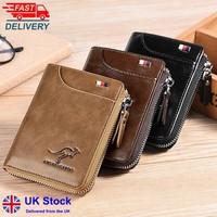 Mens Leather Designer Wallet RFID SAFE Contactless Card Blocking ID Protection
