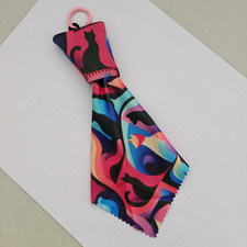Abstract Cat Design Eye Glasses Cleaning Cloth Built in Storage w Clip AUS