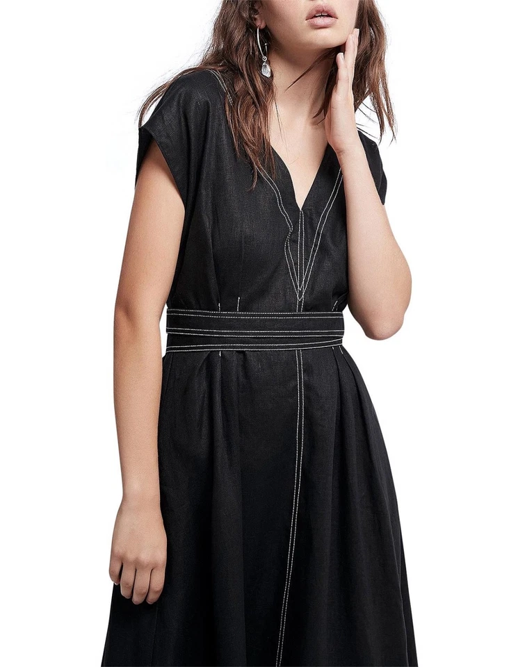 Aje Armeria Midi Dress Linen 8 EUC *No Sash* - image 2 of 4