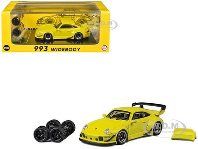 #ad #ad 993 WIDEBODY YELLOW W EXTRA WHEELS 1 64 DIECAST MODEL BY CM MODEL CM64 993 INA $31.99