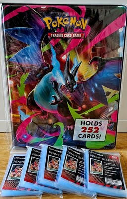Pokemon TCG Glurak Mappe 9 Pocket (252) + 500 Ultra Pro Sleeves - Neu & OVP Set