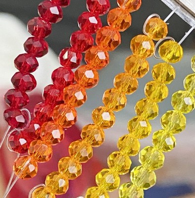 6 Farben/300 Stk  DIY Schmuck Basteln Set rot orange gelb Glasperlen Facettiert