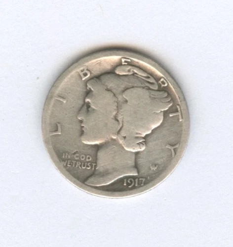 1917-P Mercury Dime - 90% Silver - Free Shipping