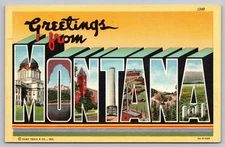 Vintage Linen Montana Greetings Postcard by Curt Teich & Co. 1249