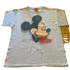 Vintage Mickey Mouse T-Shirt Size L 90s Big Mickey Florida Grey