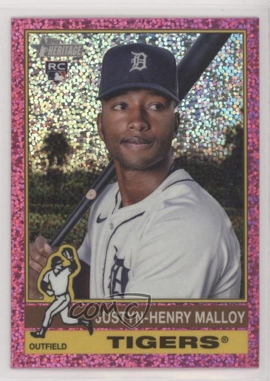 2025 Topps Heritage Chrome Pink Sparkle Refractor Justyn-Henry Malloy #305 2g8