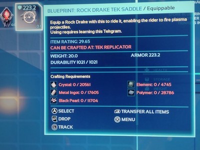 Ark Ascended Rock Drake Tek Saddle Blueprint