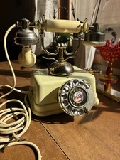 VINTAGE FRENCH 1st LADY/SWEET Talk ROTARY PHONE, BRASS  IVORY Color JAPAN
