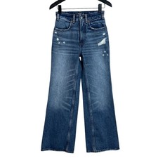 Abercrombie  Fitch Annie High Rise Wide Leg Distressed Jeans Size 24/00S Short