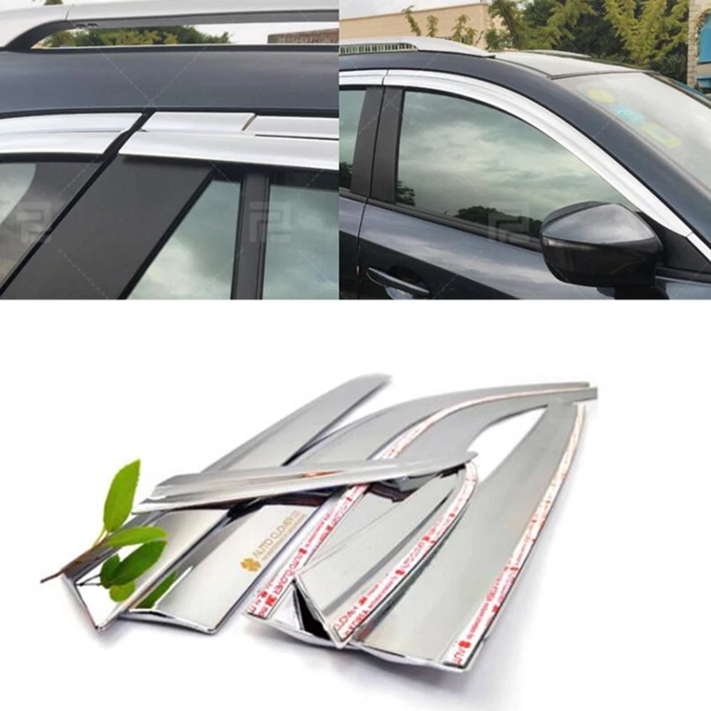 Para Mazda CX-5 CX5 2017-2023 2024 2025 Visera Ventana Lluvia Deflector Solar Cromo Foto 2 de 4