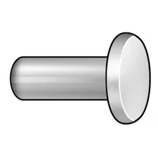 Solid Rivet, Flat Head, 0.0625 In Dia., 0.125 In L, Aluminum Body, 1000 Pk,