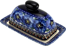 Polish Pottery Butter Dish with Lid  Zaklady Boleslawiec, Poland - Butter Keeper