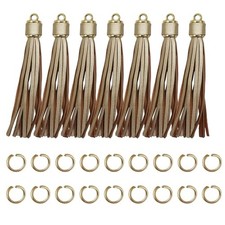 12pcs Faux Leather Keychain Tassels 4.3 Inch Decoration Gold Caps Metalic Gold