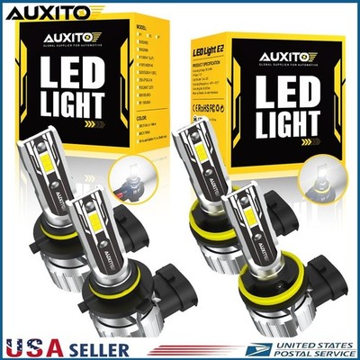 4X Auxito H11 9005 LED Headlight Bulbs High Low Beam Super Bright 48000lm E2