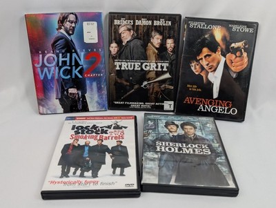 DVD LOT (5) - ACTION - John Wick 2, True Grit, Avenging Angelo, Sherlock Holmes