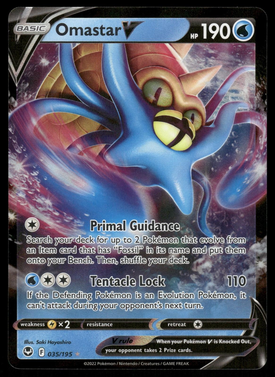 Omastar V 035/195 Holo V Rare Silver Tempest Pokemon Near Mint