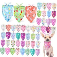 50 Pcs Dog Bandanas Bulk Bunny Dog Bandanas for 25.6 x17.7 x 17.7 Inch Easter