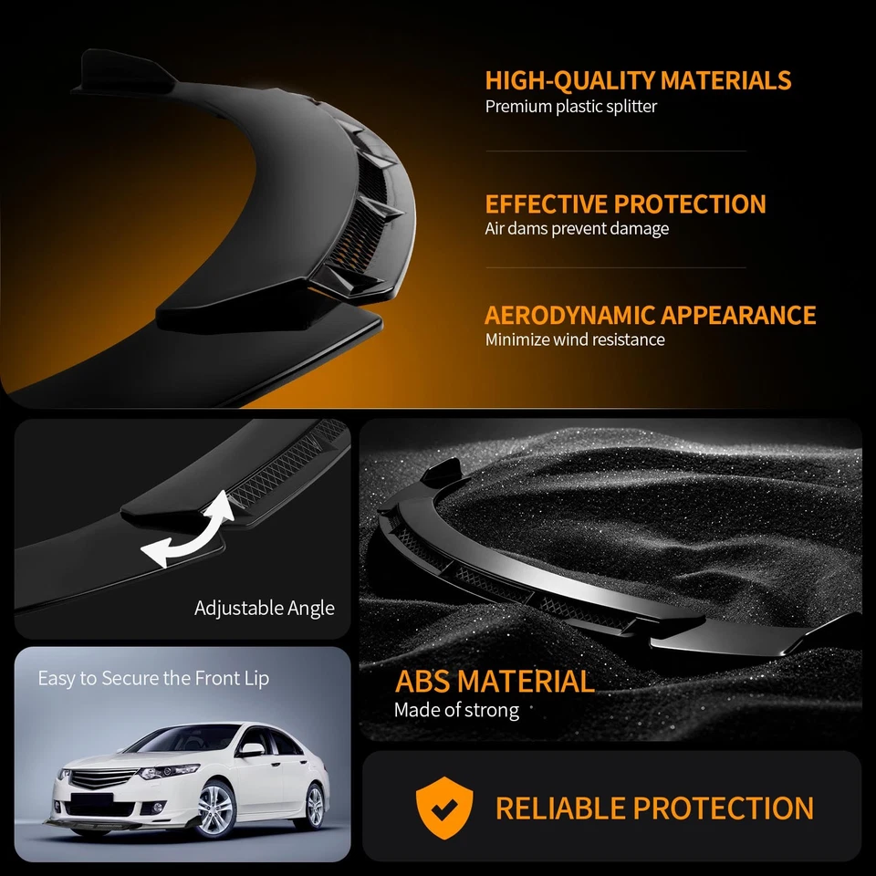 Kits divisores de labios para parachoques delantero negro brillante + varillas de puntal Mercedes-Benz C43 C63 AMG Foto 3 de 4