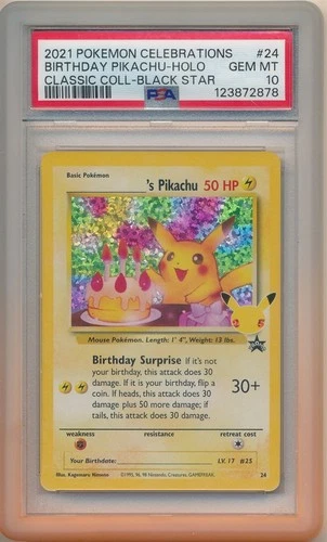 2021 POKEMON CELEBRATIONS CLASSIC COLLECTION #24 BIRTHDAY PIKACHU-HOLO PSA 10