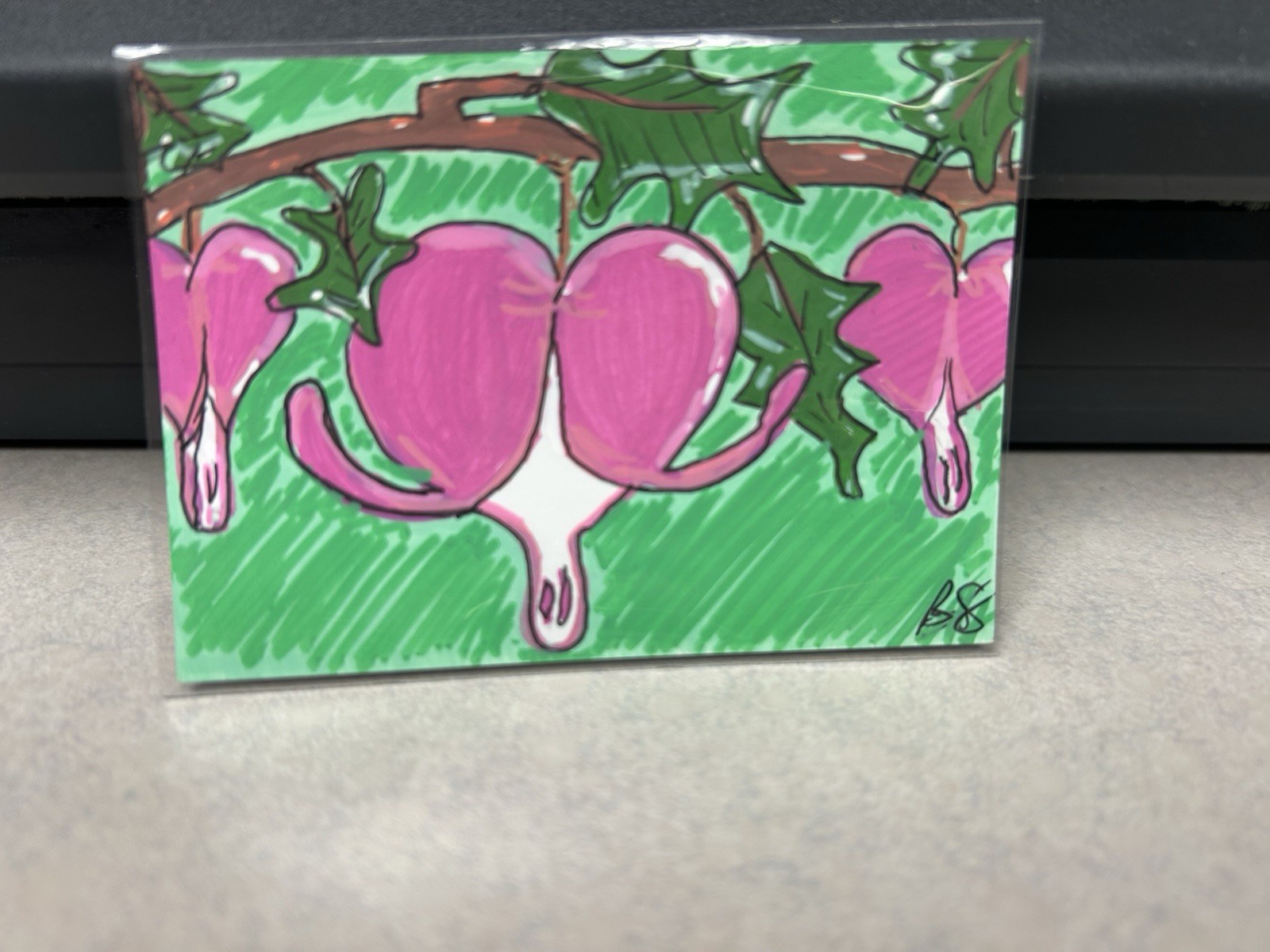 ACEO Original-Hearts And Flowers- Mini Art, Acrylic Marker And Ink | eBay