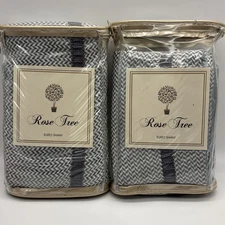 Rose Tree SHELDON Euro pillow sham moonstone blue (2) herringbone reversible new