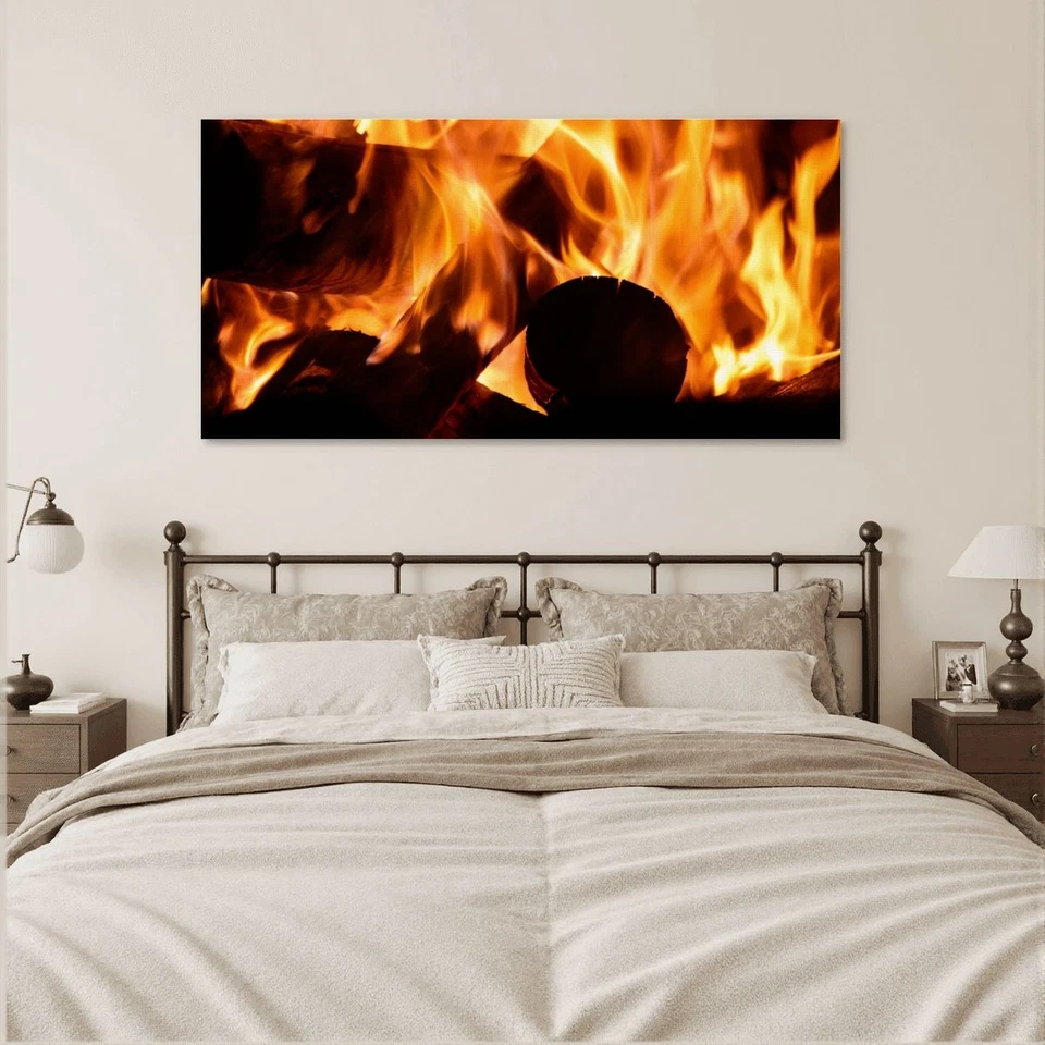 Безрамочный холст настенное искусство печать с горящим камином пламя уютный домашний декор - Изображение 4 из 4