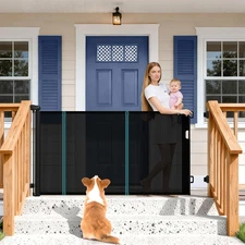 71'' Retractable Baby Gates Extra Wide for Stairs, 42" Tall Black Mesh Dog Child