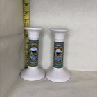 Vintage Set of 2 Hermitage Taper Ceramic Candle Holders Old Country Decor 