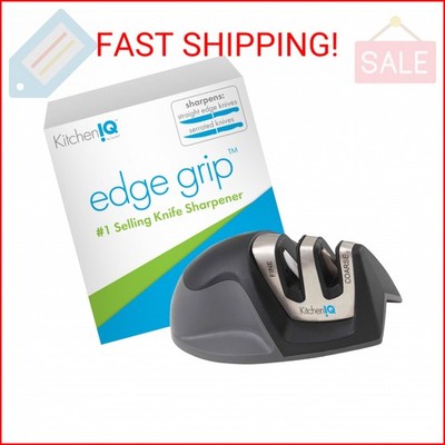 KitchenIQ 50009 Edge Grip 2-Stage Knife Sharpener, Black, Coarse & Fine Sharpene