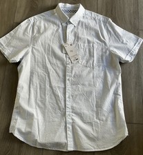 NWT Denim  Flower Ricky Singh Mens Button Down Shirt Large Blue Dots Pocket