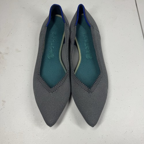 ROTHYS 'The Point' Maritime Navy Blue/ Grey Knit Ballet Light Flat Shoe Size~W12 - Picture 5 of 9