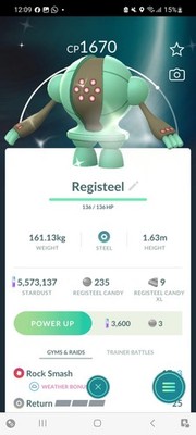 Pokemon Go Shiny Legendary Registeel (gereinigt)