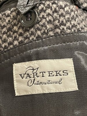 Retro Vintage VARTEKS INTERNATIONAL zweireihiger langer Mantel mit Gürtel Herren UK42