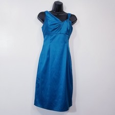 Eliza J New York Women size 4 Knot Sateen Sheath Teal Cocktail Dress Sleeveless