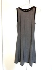 Theory Panel Knit Dress R Precision Knit Fit Flare Black White Size S