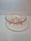 Vtg Pink Depression Glass 1930's 3 Footed Candy Dish Ruffle Edge Bowl 6 3/4"