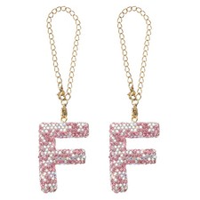 2 Pcs Letter Bag Charm Bling Glitter Letter Charm Initial, Pink, F Shape