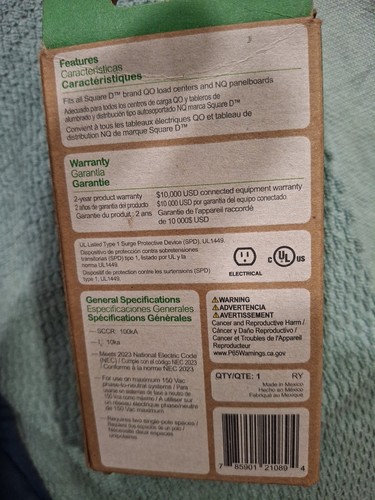 QO2175SB Square D SURGE PROTECTION DEVICE 120/240VAC 1PH For Sale