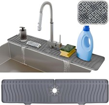 24 Inch Longer Faucet Mat for Kitchen Sink with Reusable Multi-Purpose Dish W...