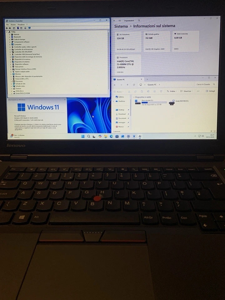 LENOVO Thinkpad T440p i5-4300M 2.60GHz, 8GB RAM, 240GB SSD, Win11 pro, Keyb UK - Immagine 2 di 4