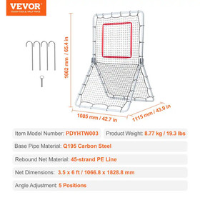 Baseball and Softball Rebounder Net, 3.5 X 6 Ft. Pitchback Baseball Pitching Nes