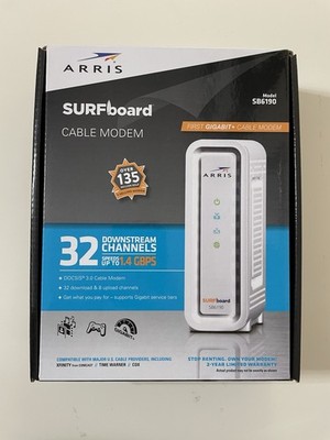 ARRIS SURFboard White SB6190 DOCSIS 3.0 Cable Modem internet computer 1.4gbps
