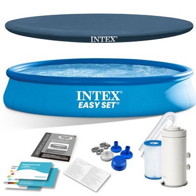 Intex Easy Set Pool 457x84cm Set mit Filterpumpe Abdeckung 4in1 28158