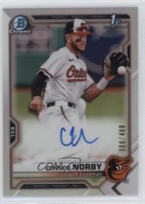 2021 Bowman Draft Chrome Pick Refractor 300/499 Connor Norby #CDA-CN Auto 03ox