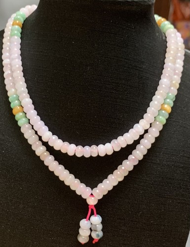Certified Red Green Burma A JADE Jadeite Circle Bead Necklace 24 in 项链 417943 - Picture 2 of 9